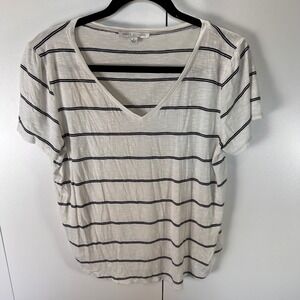Green Envelope Los Angeles Women's Striped‎ V-Neck Tee Wardrobe Capsule Staple